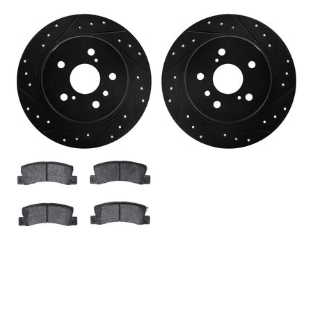 DYNAMIC FRICTION CO 8502-76132, Rotors-Drilled and Slotted-Black with 5000 Advanced Brake Pads, Zinc Coated 8502-76132
